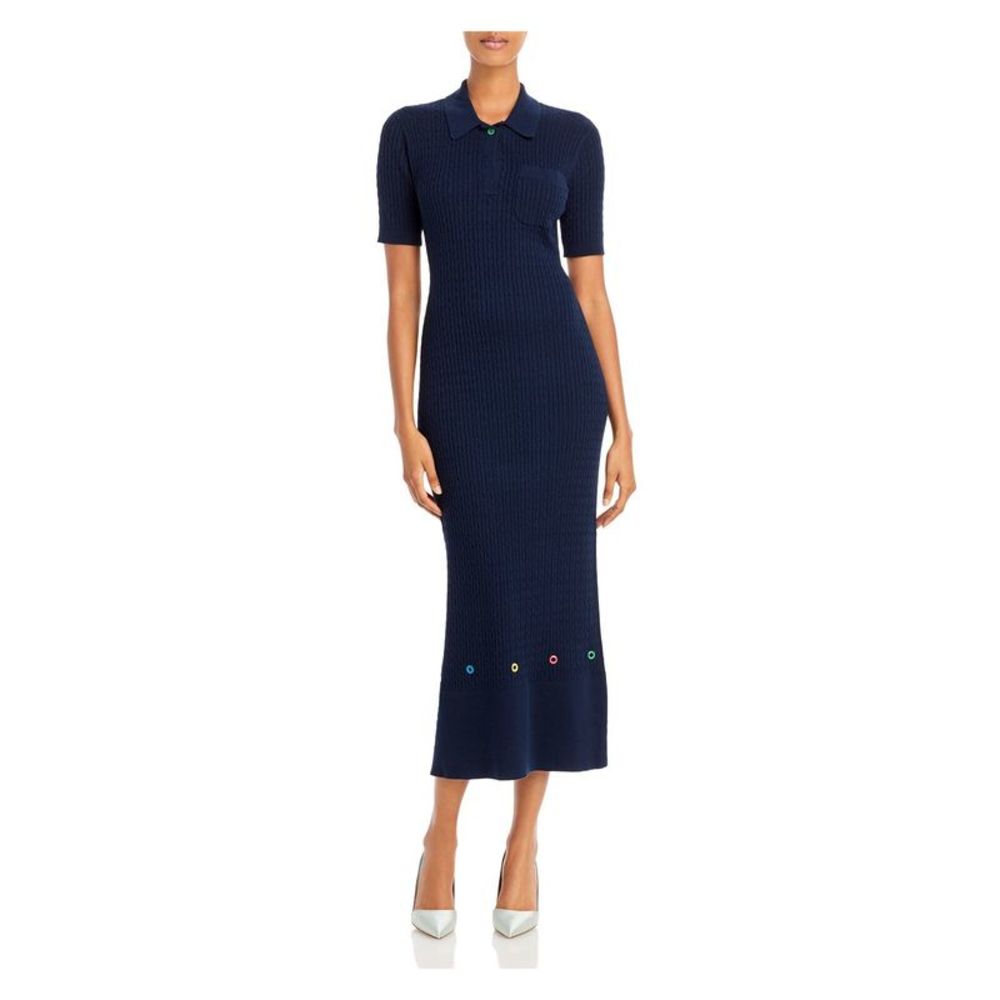 STAUD Navy Midi Dress